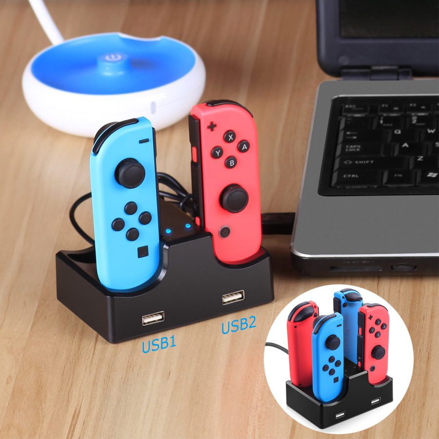  4 In 1 USB Charging Dock Station Charger Stand Holder for Nintend Switch 