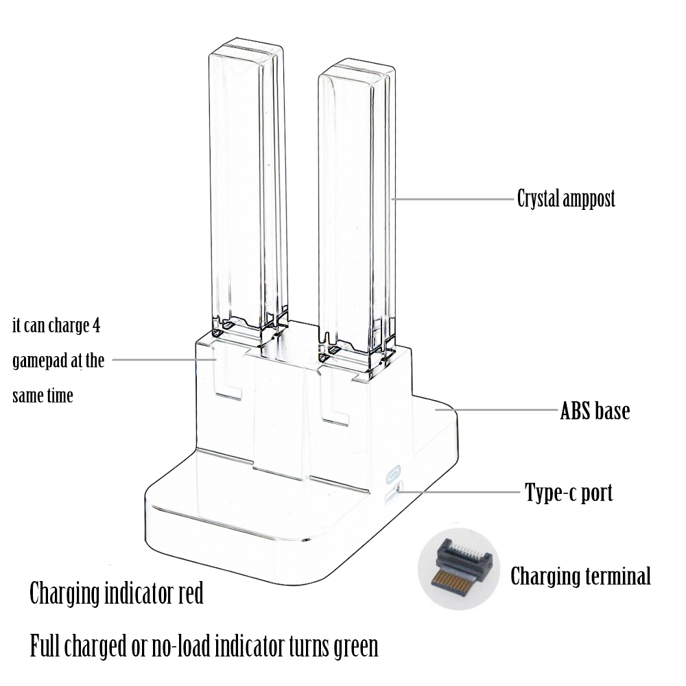 LED Colorful Charging Dock Station Charger for Nintendo Switch 4 Joy-Cons Controller 
